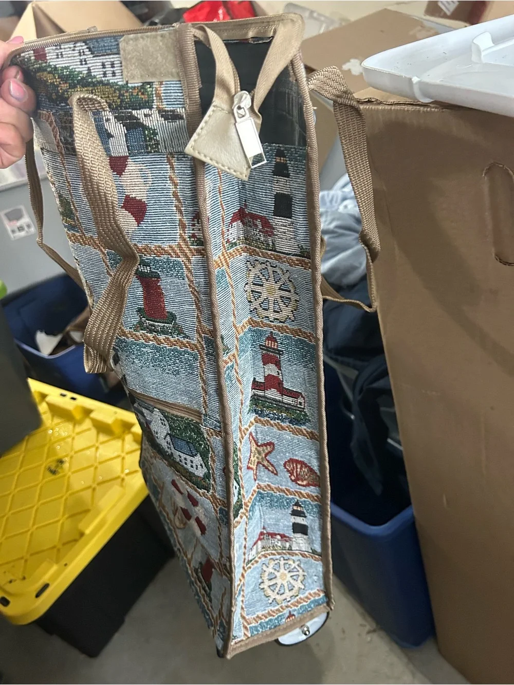 Nautical/lighthouses Tapestry Rolling Tote Bag